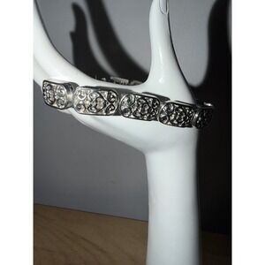 Vintage Rare Ornate Ladies Silver Tone Chain Bracelet Filigree Rectangle Links